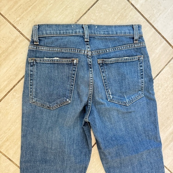 Reformation Mid Rise Slim Distressed Medium Wash Raw Hem Ankle Crop Jeans 25 - Picture 8 of 14